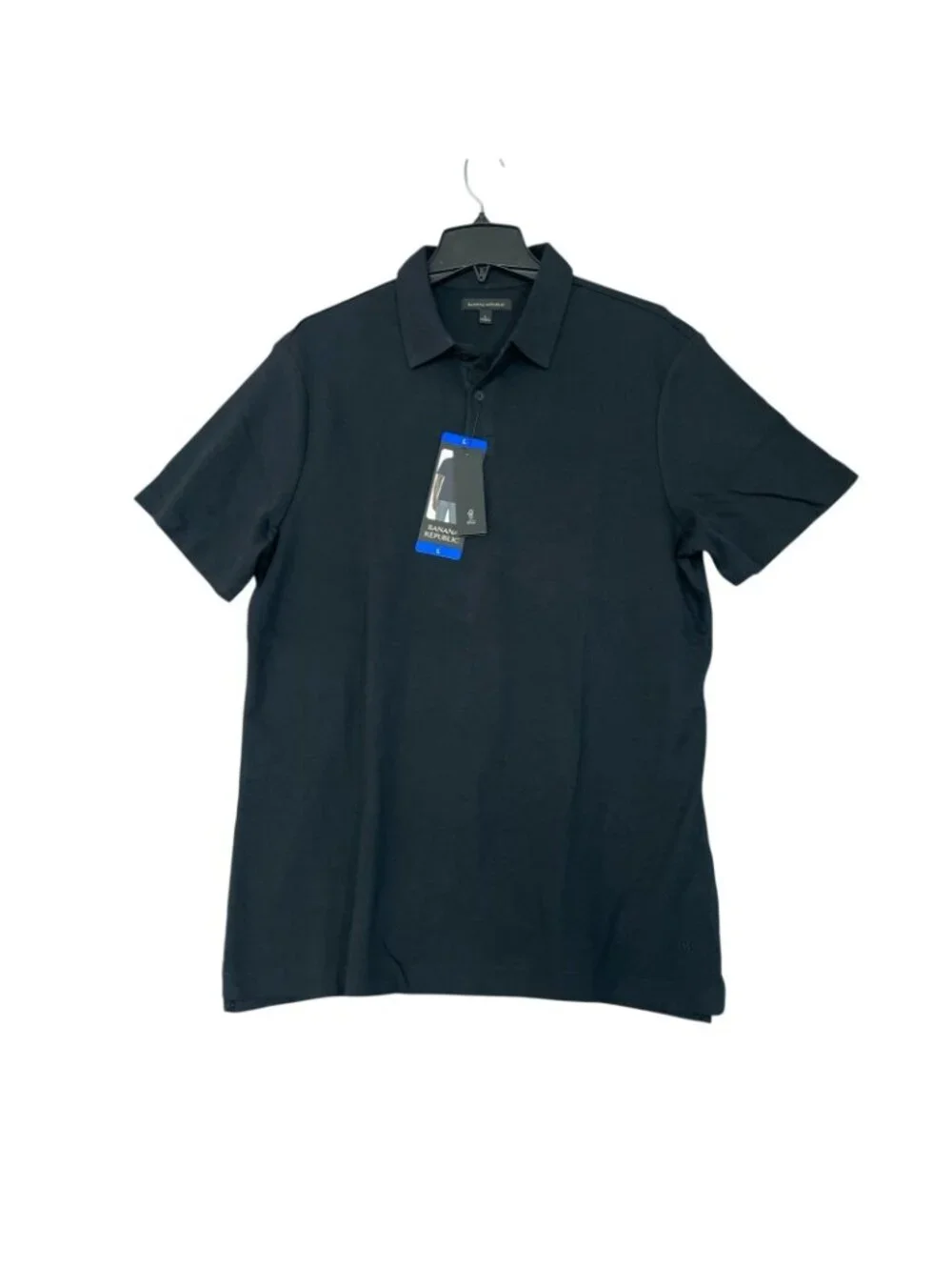 NWT Banana Republic Men's L Black Polo Shirt Cotton Short Sleeve Classic Fit